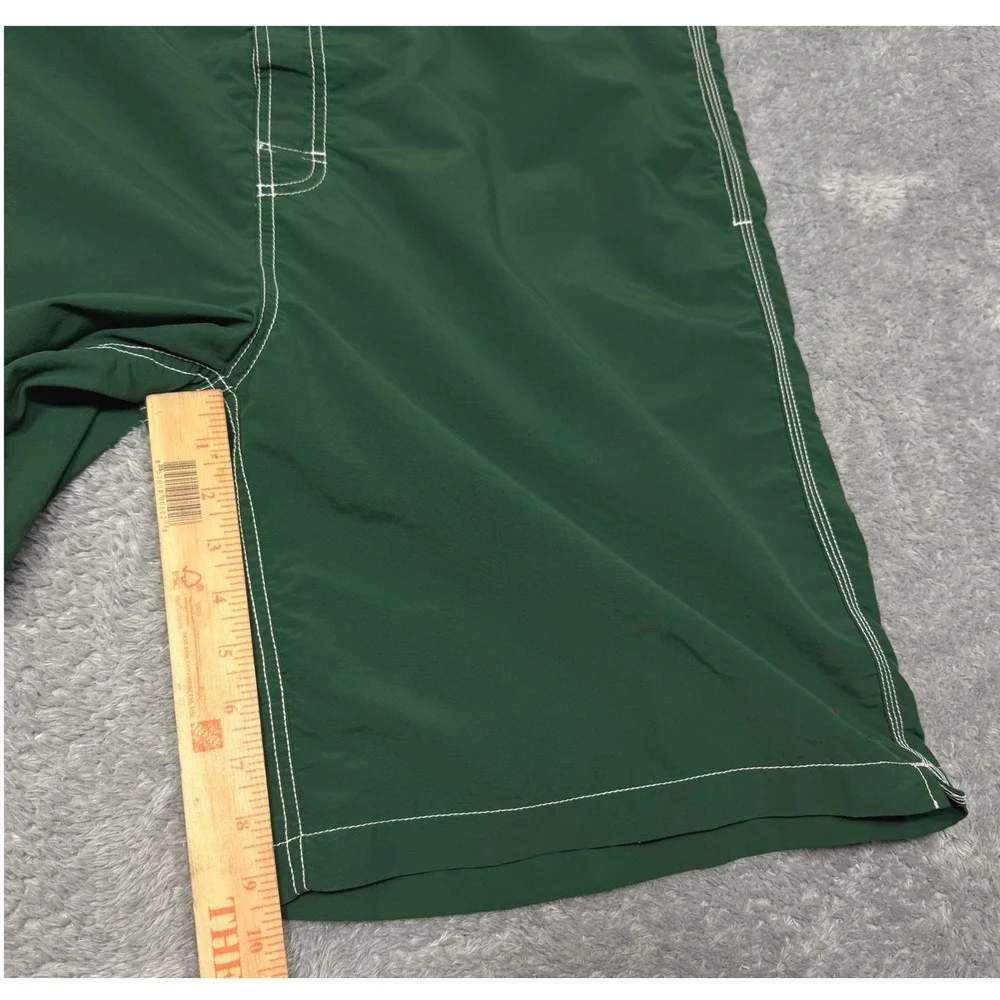 Polo Ralph Lauren Swim Trunks Mens XXL Green Board Shorts Cargo Plaid Trim Mesh